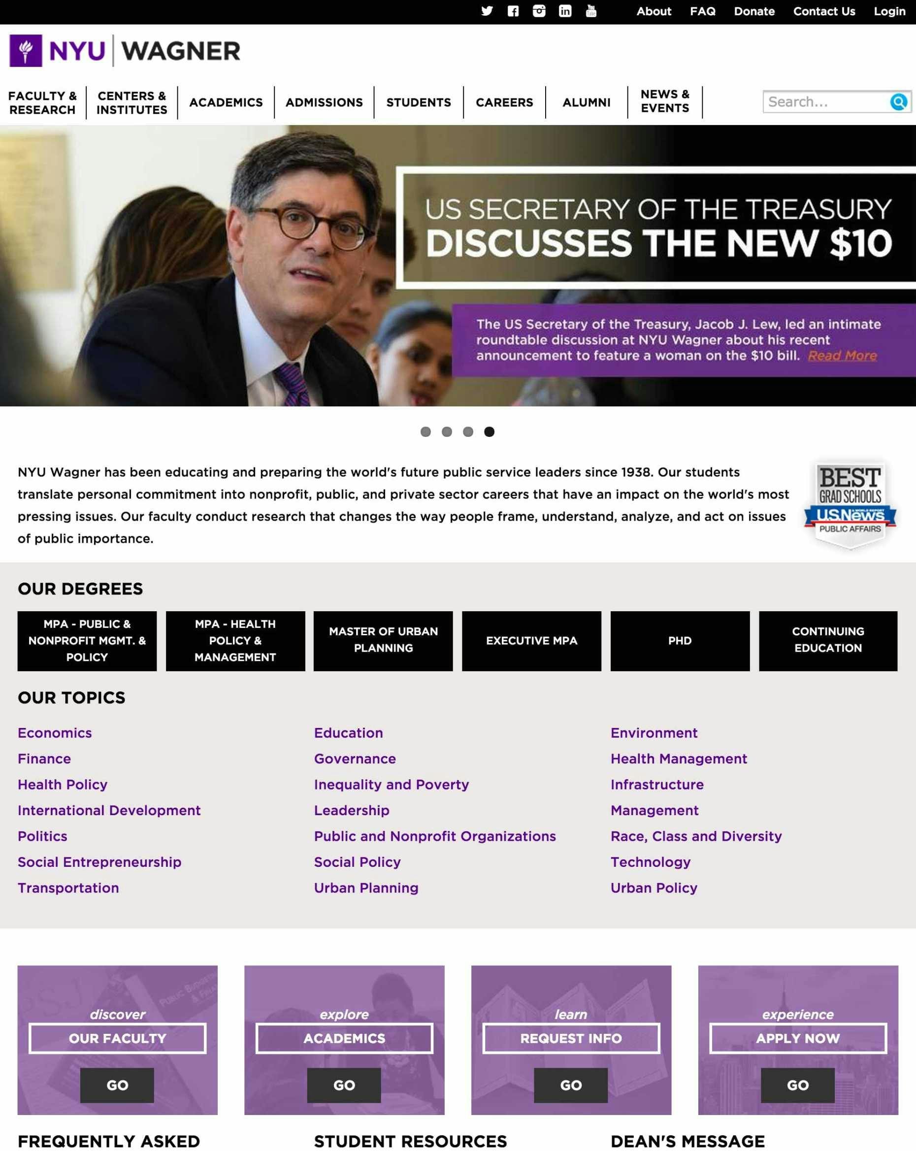 NYU Wagner home page redesign