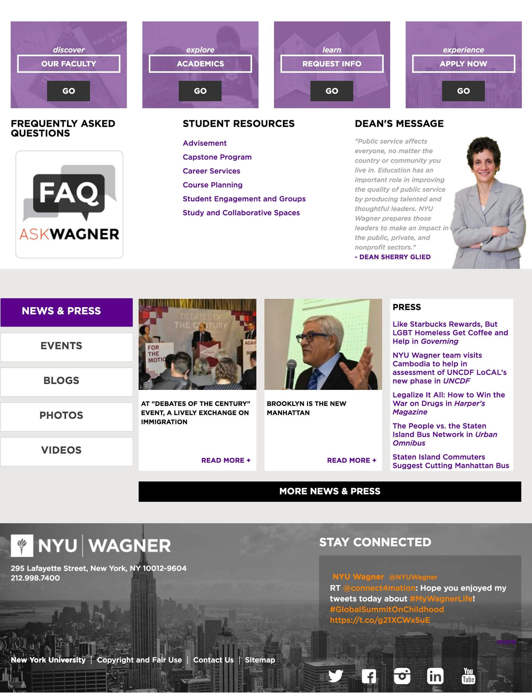 NYU Wagner home page design bottom